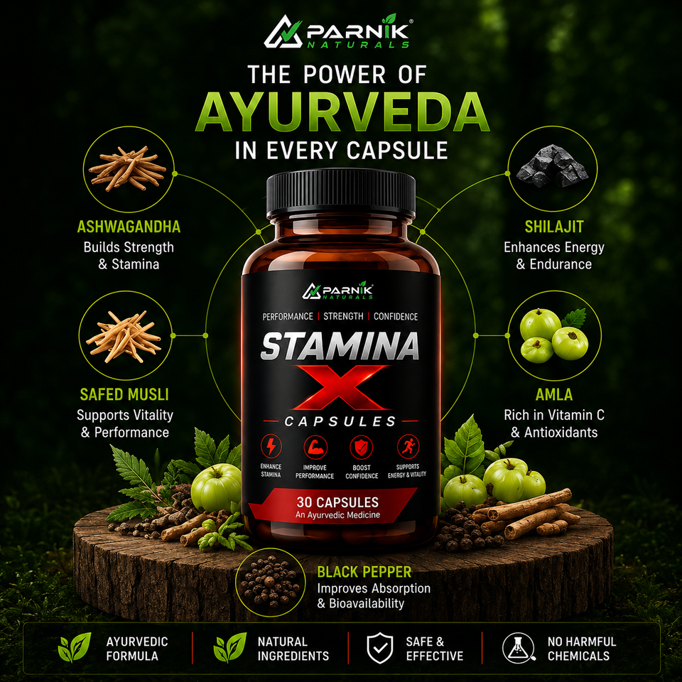 Parnik Naturals Stamina x 500Mg Capsules | Ayurvedic Men’s Vitality Support Supplement | Energy, Strength, Endurance & Wellness Support | 30 Capsules