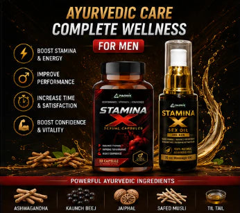 Parnik Naturals Stamina X Wellness Combo for Men – Ayurvedic Capsules & Massage Oil for Energy, Confidence & Vitality Support