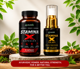 Parnik Naturals Stamina X Capsules &amp; Massage Oil Combo | Ayurvedic Herbal Wellness &amp; Vitality Support