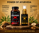 Parnik Naturals Stamina X Capsules &amp; Massage Oil Combo | Ayurvedic Herbal Wellness &amp; Vitality Support