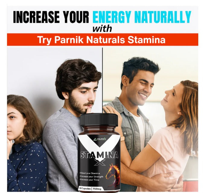 Parnik Naturals Stamina+ 750mg | Stamina & Testosterone Booster for Men | Energy, Strength & Endurance – 60 Capsules