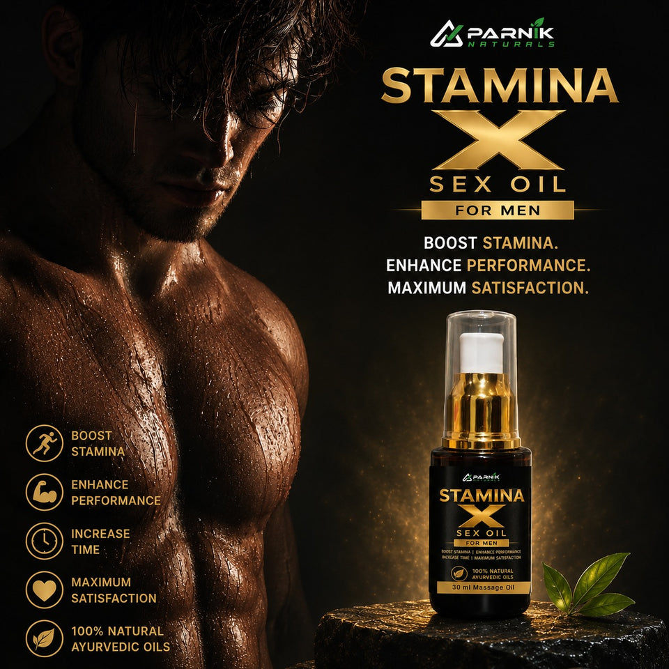 Parnik Naturals Stamina X Oil for Men | Premium Ayurvedic Herbal Massage Oil for Daily Wellness & Relaxation | 30ml Formula