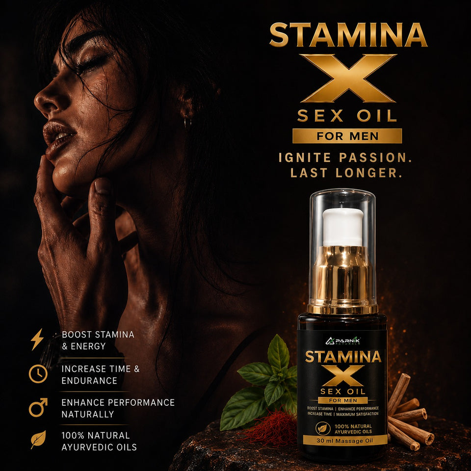 Parnik Naturals Stamina X Oil for Men | Premium Ayurvedic Herbal Massage Oil for Daily Wellness & Relaxation | 30ml Formula