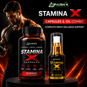Parnik Naturals Stamina X Capsules &amp; Massage Oil Combo | Ayurvedic Herbal Wellness &amp; Vitality Support